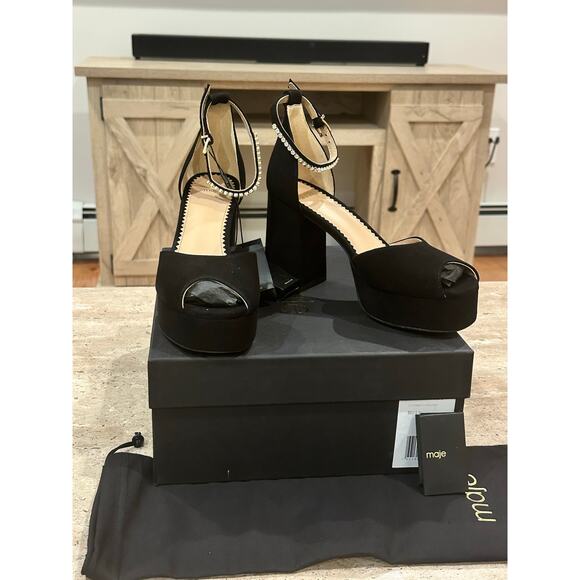 NEW Maje Crystal Embellished Black Heels size 39 - Picture 5 of 8
